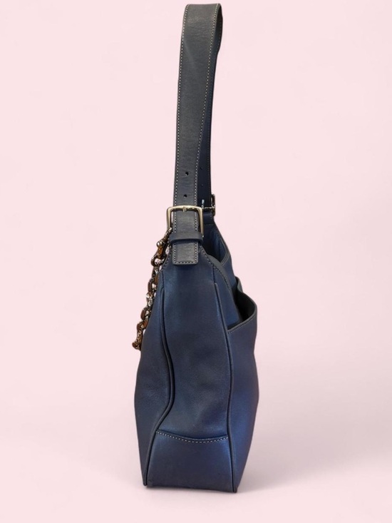 Coach Hampton Hobo Blue Leather
Shoulder Bag Vintage 7783+ Chain - Picture 3 of 9